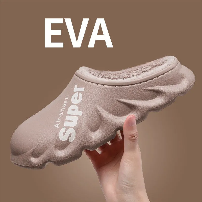 Home Slippers Clogs EVA Waterproof Warm Plush Indoor Shoes Couple Shoes | Brodtica.com