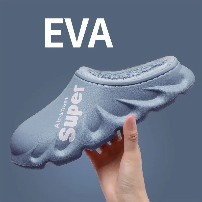 Home Slippers Clogs EVA Waterproof Warm Plush Indoor Shoes Couple Shoes | Brodtica.com