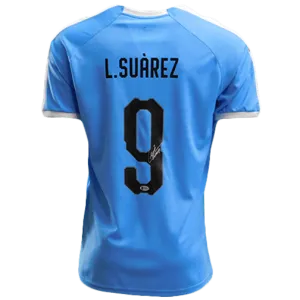 Luis Suarez Signed Uruguay National Team Blue Jersey (Beckett)