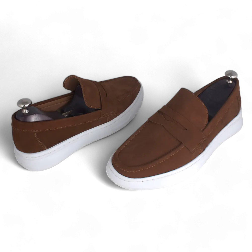 Medical casual shoe / 100% nubuck genuine leather / brown color -8756