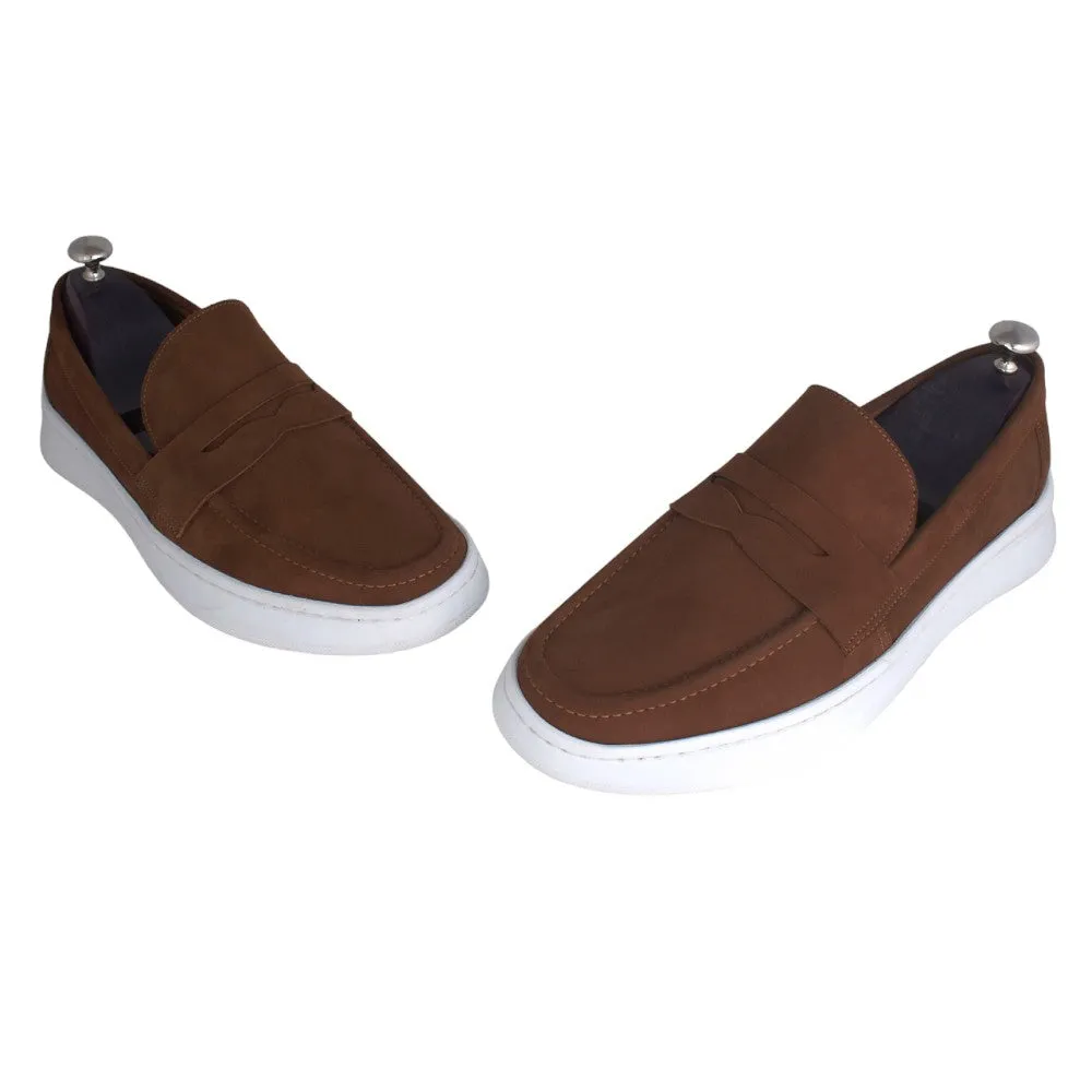 Medical casual shoe / 100% nubuck genuine leather / brown color -8756