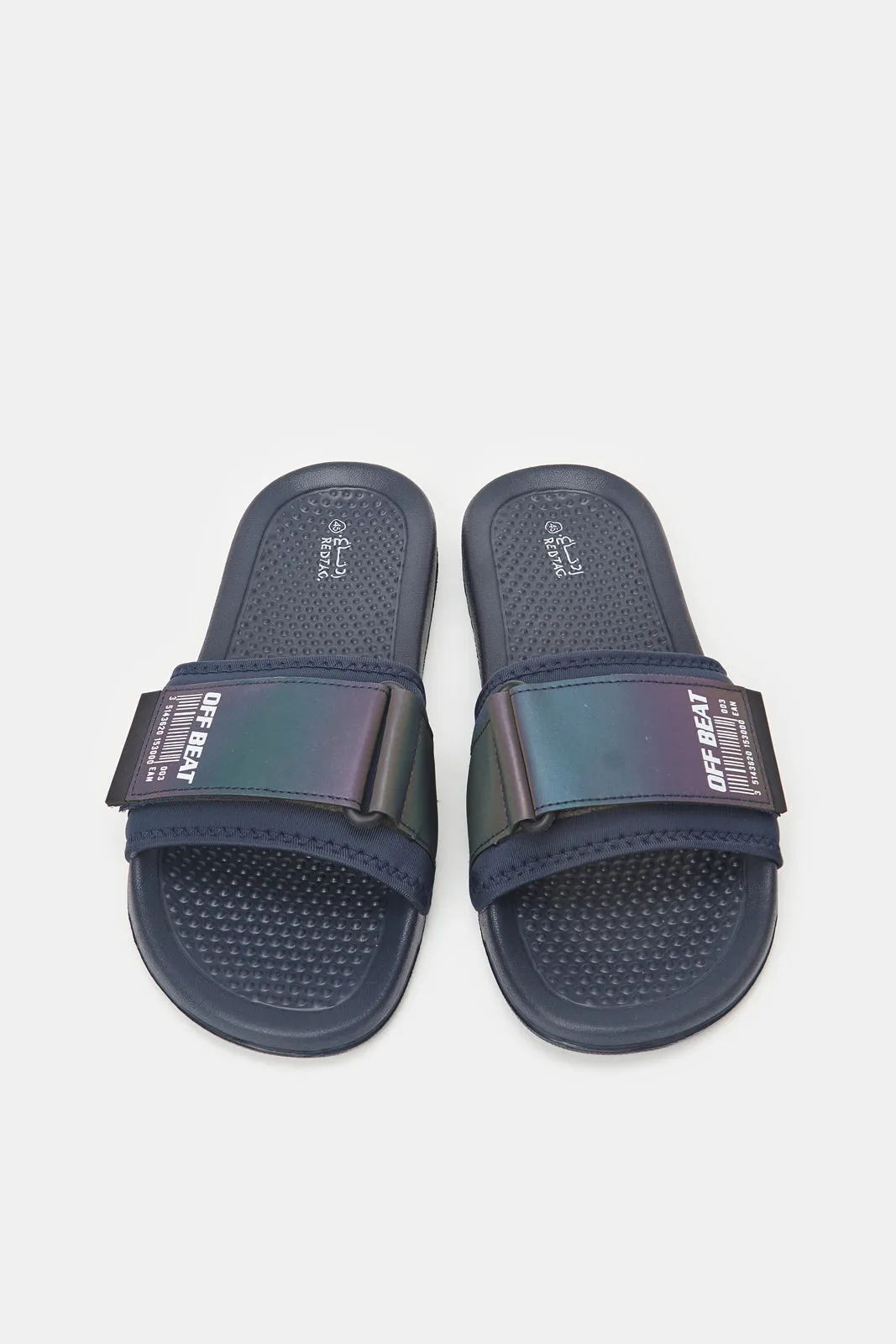 Men Navy Patch Work Slide With Velcro