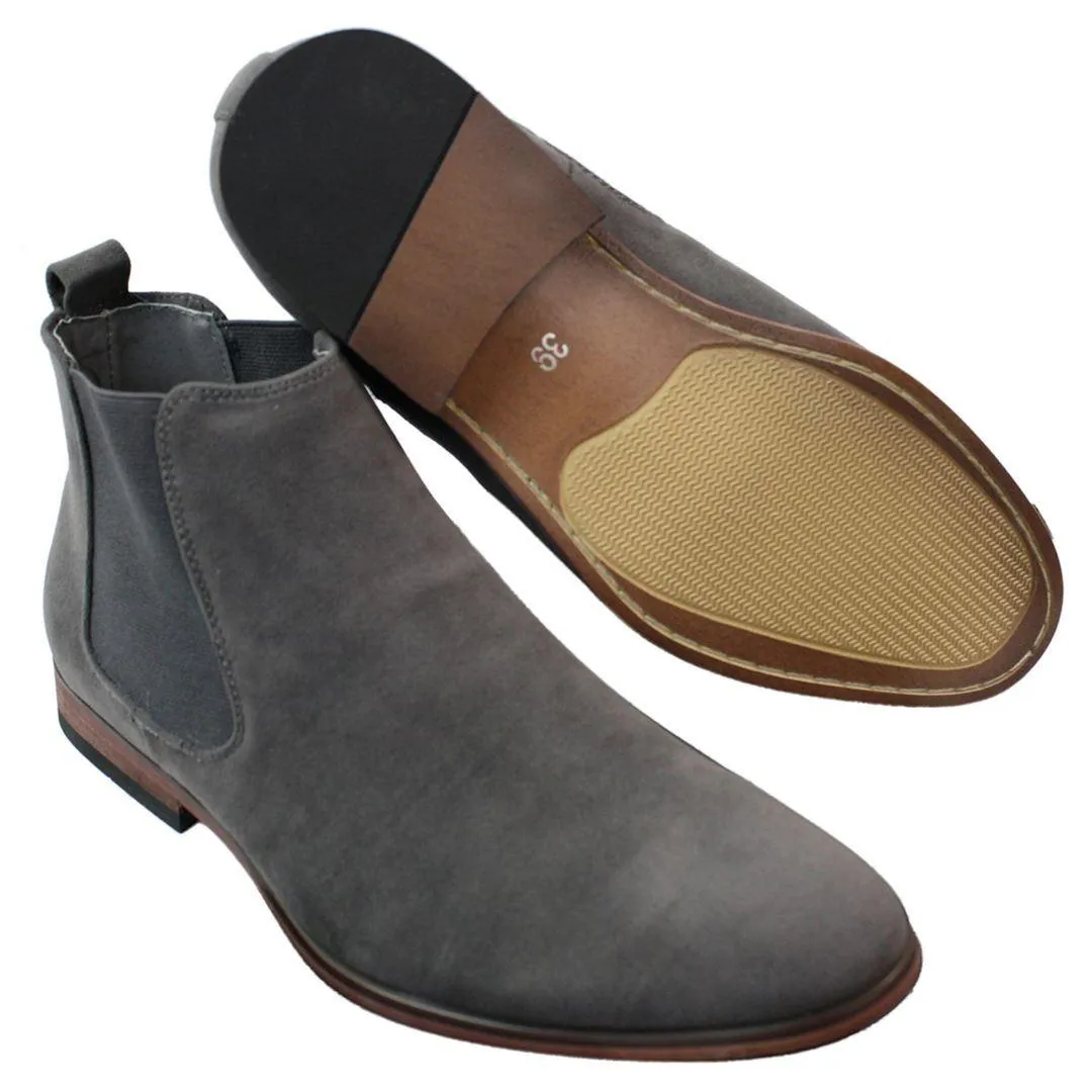 Mens Italian Suede Slip On Ankle Boots Smart Casual Desert Chelsea Dealer