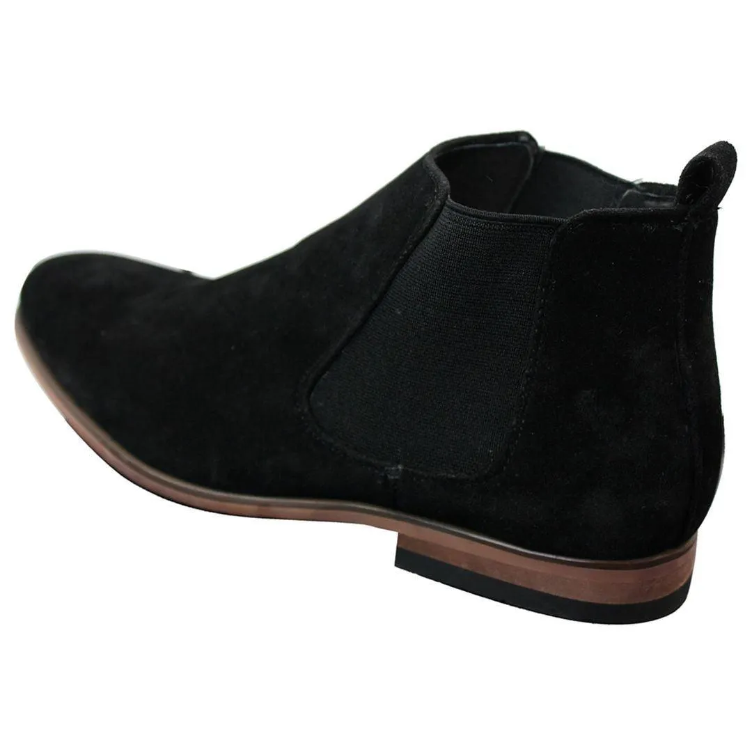 Mens Italian Suede Slip On Ankle Boots Smart Casual Desert Chelsea Dealer