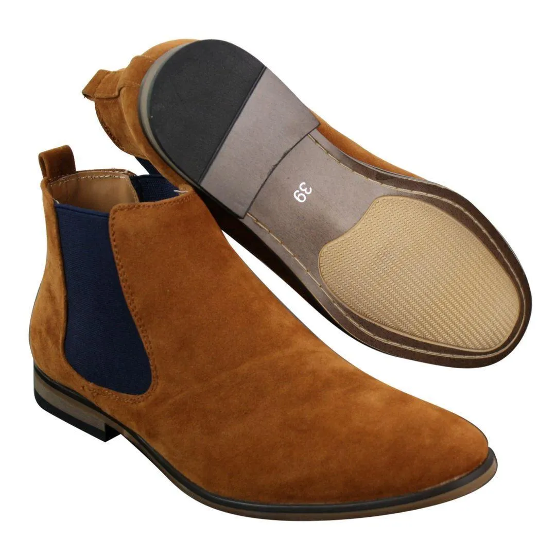 Mens Italian Suede Slip On Ankle Boots Smart Casual Desert Chelsea Dealer