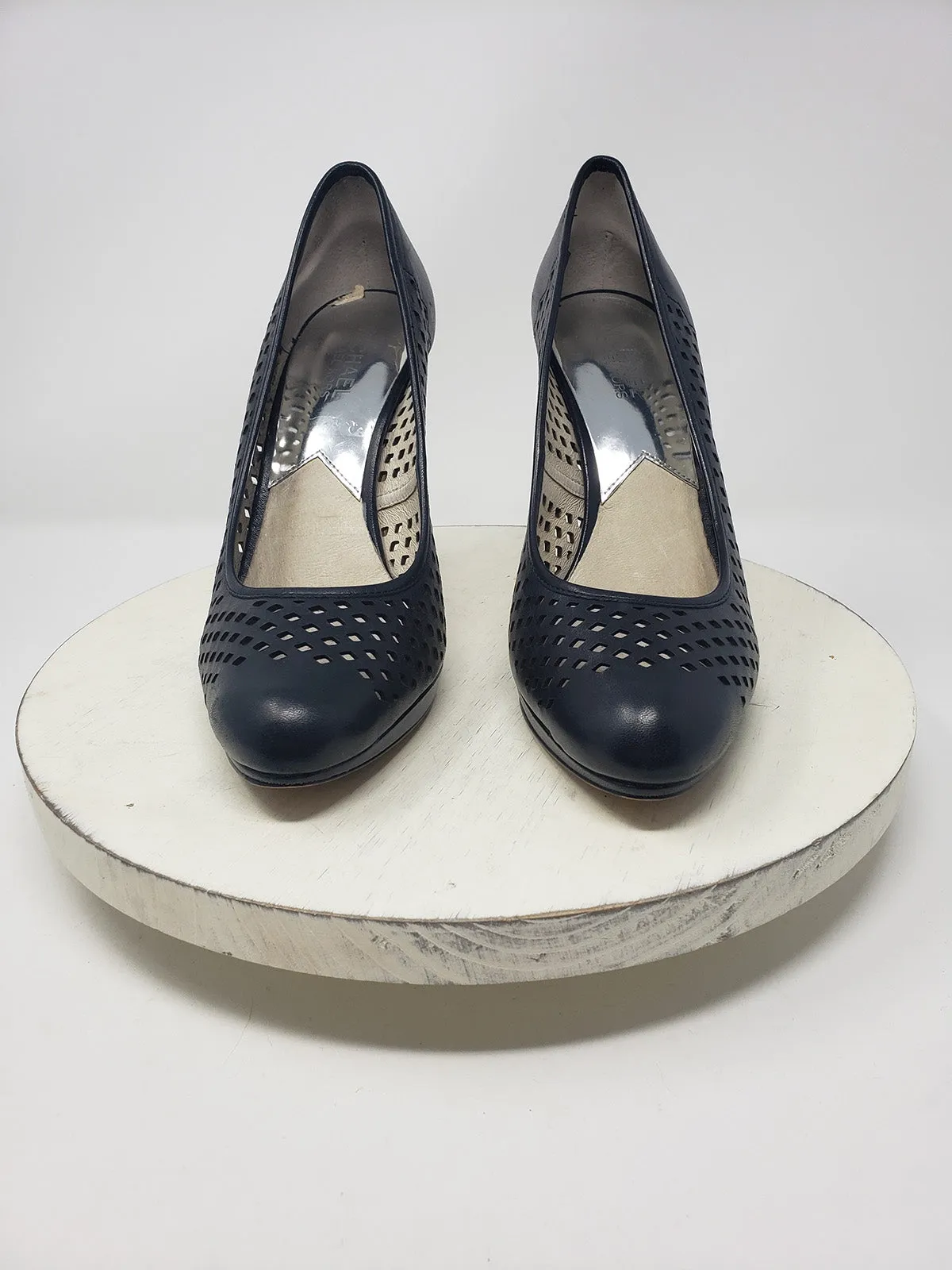 Michael Kors Size 8.5 Black Perforated Dots Heels