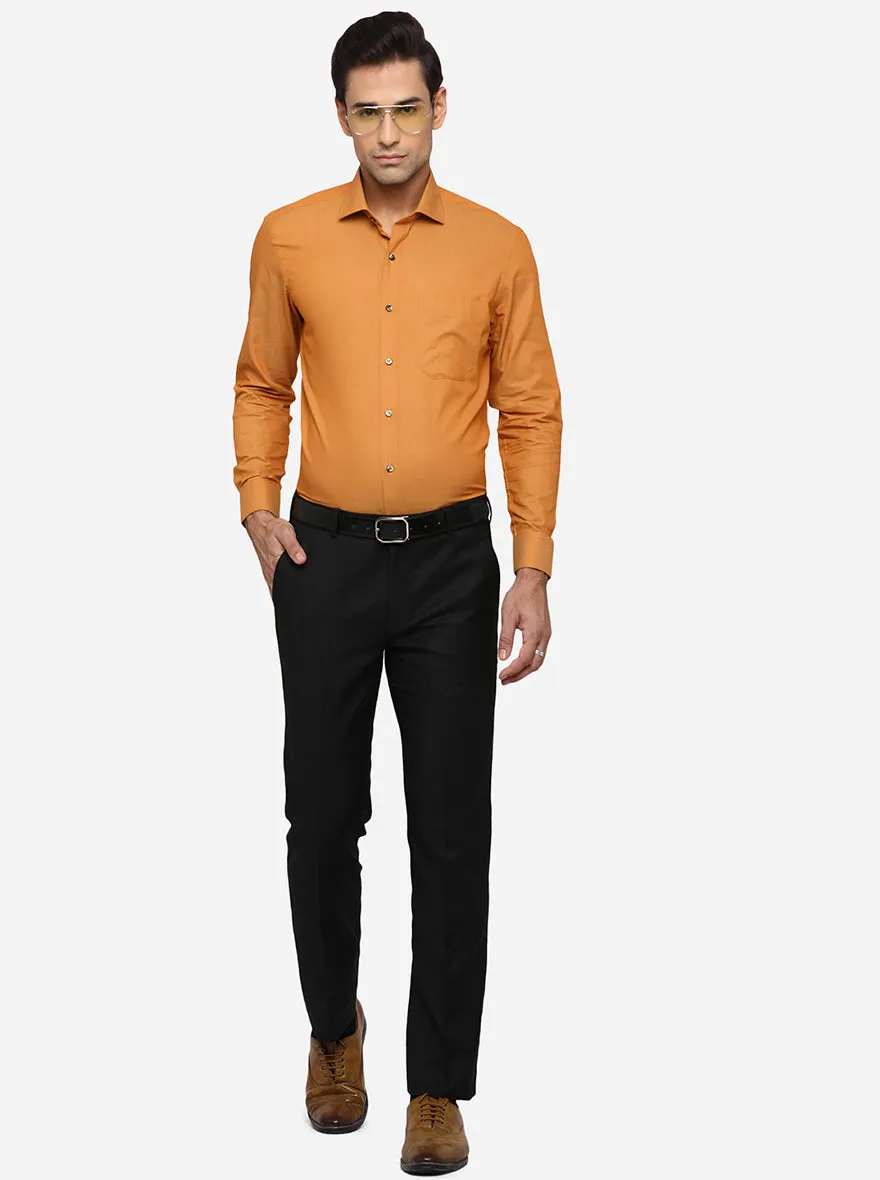 Mustard Yellow Solid Slim Fit Formal Shirt | Greenfibre