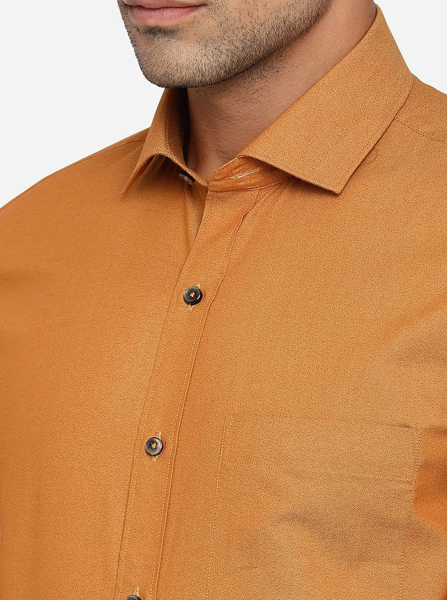 Mustard Yellow Solid Slim Fit Formal Shirt | Greenfibre