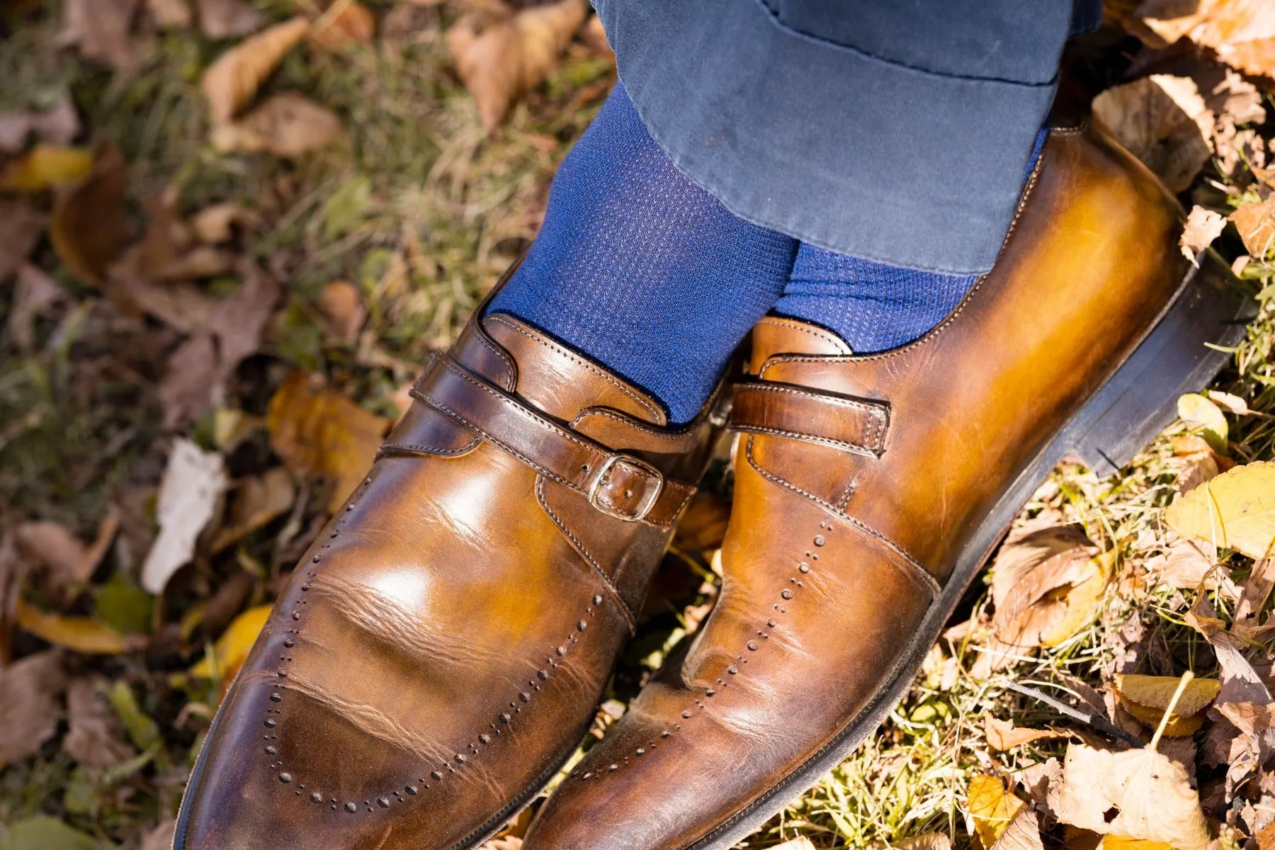 Navy Blue & Royal Blue Two-Tone Solid Socks