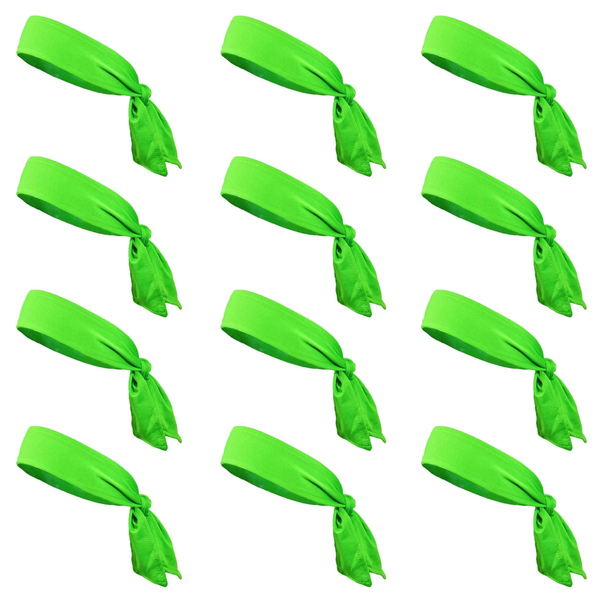 Neon Green Tie Headbands - 12 Pack