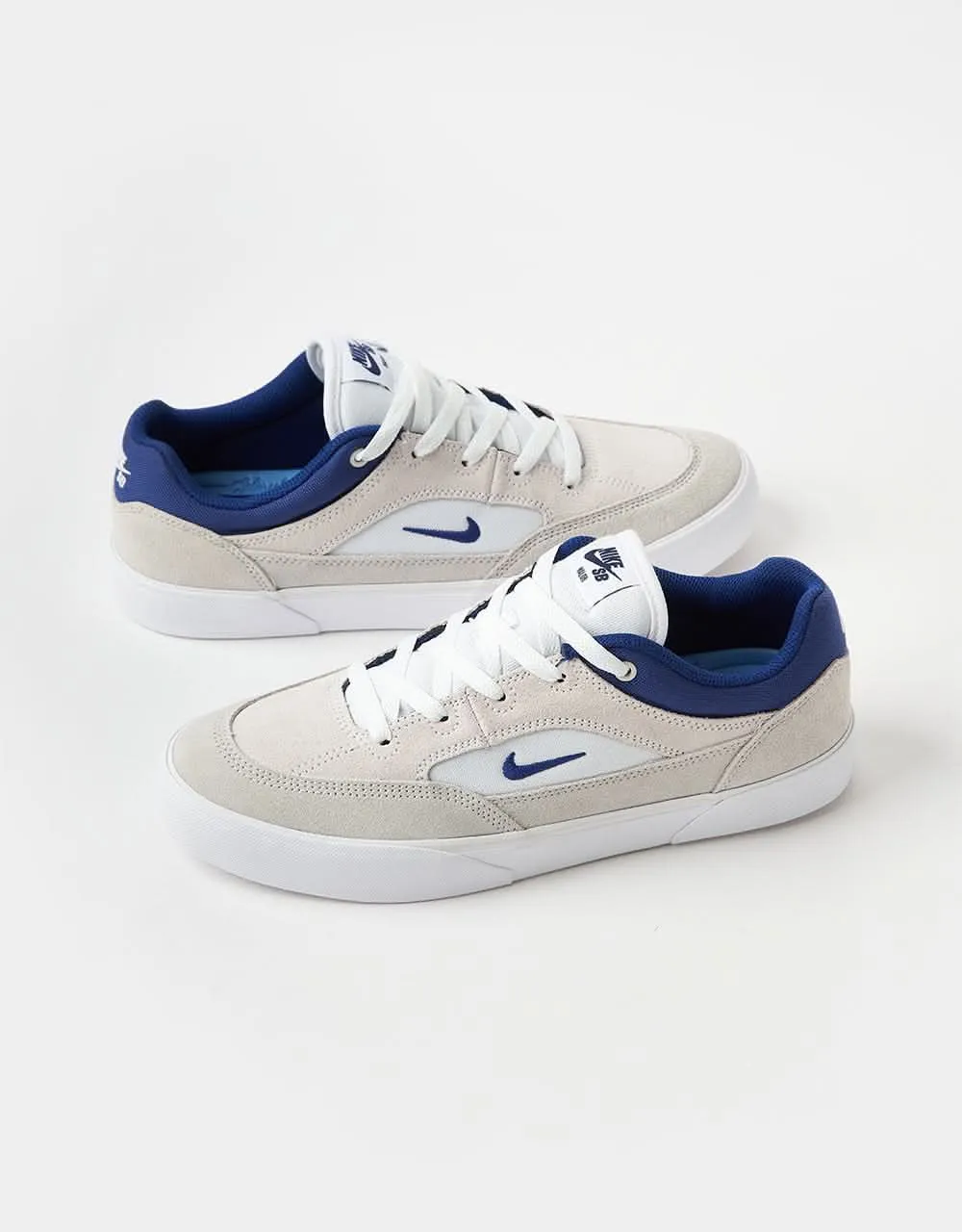 Nike SB Malor Skate Shoes - White/Deep Royal Blue-Platinum Tint