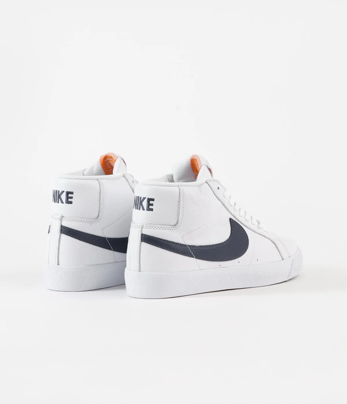 Nike SB Orange Label Blazer Mid Shoes - White / Navy - White - Safety Orange