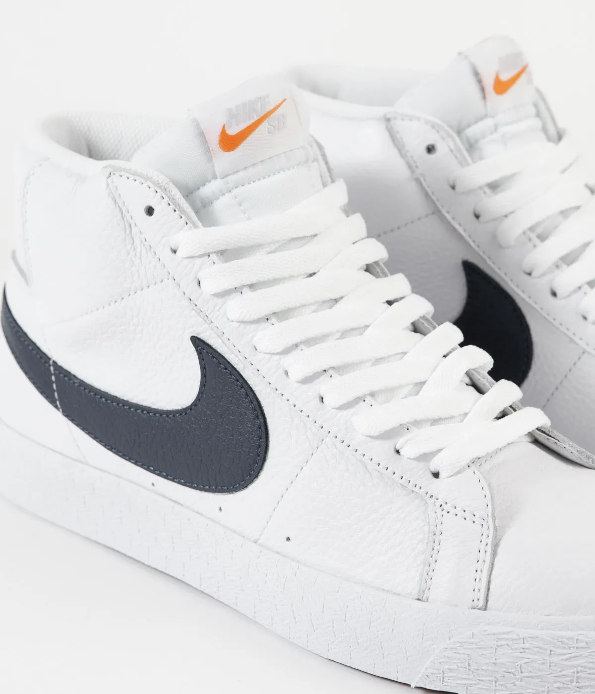 Nike SB Orange Label Blazer Mid Shoes - White / Navy - White - Safety Orange