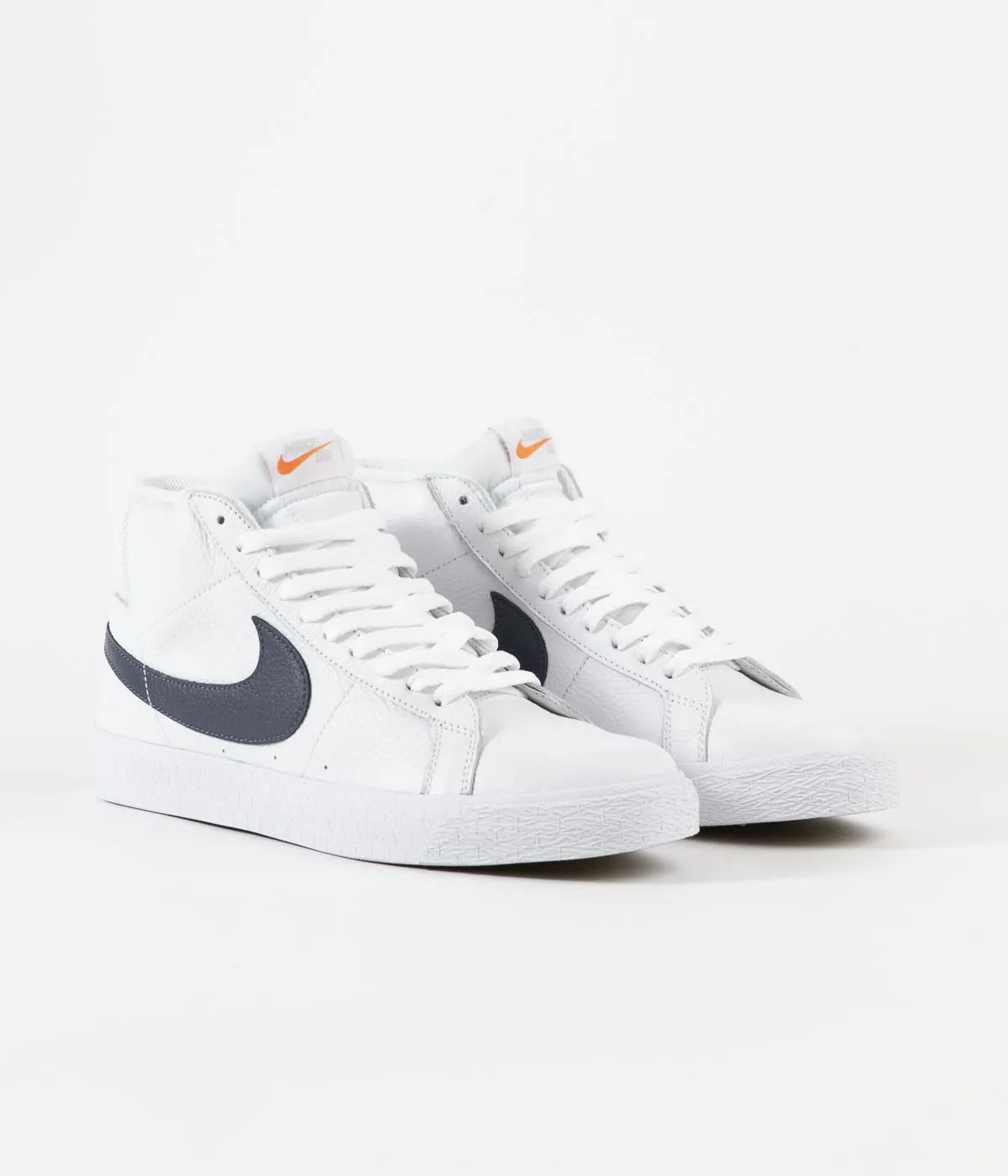 Nike SB Orange Label Blazer Mid Shoes - White / Navy - White - Safety Orange