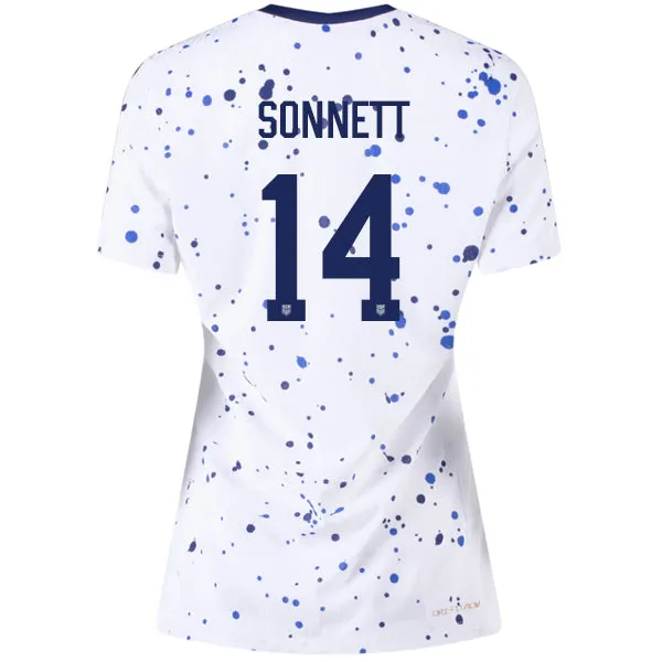 Nike Womens United States Emily Sonnett 4 Star Authentic Match Home Jersey 23/24 w/ 2019 World Cup Champions Patch (White/Loyal Blue)