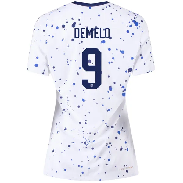 Nike Womens United States Savannah Demelo 4 Star Authentic Match Home Jersey 23/24 w/ 2019 World Cup Champions Patch (White/Loyal Blue)