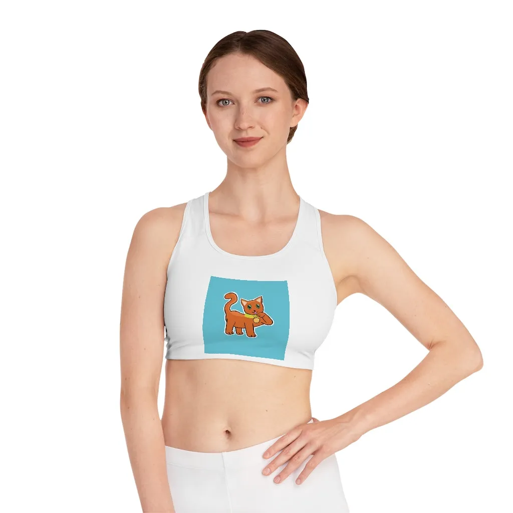 Orange Kitty Sports Bra (AOP)