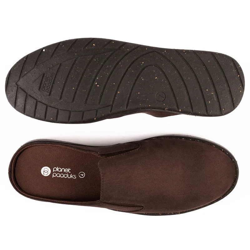 Paaduks Brown Slip-Ons Mules for Men | Vegan Suede