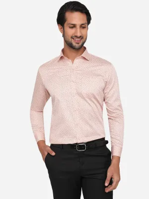 Peach Printed Slim Fit Formal Shirt | Greenfibre