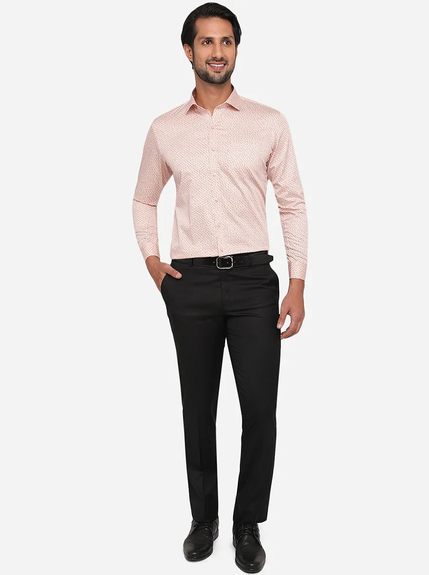 Peach Printed Slim Fit Formal Shirt | Greenfibre