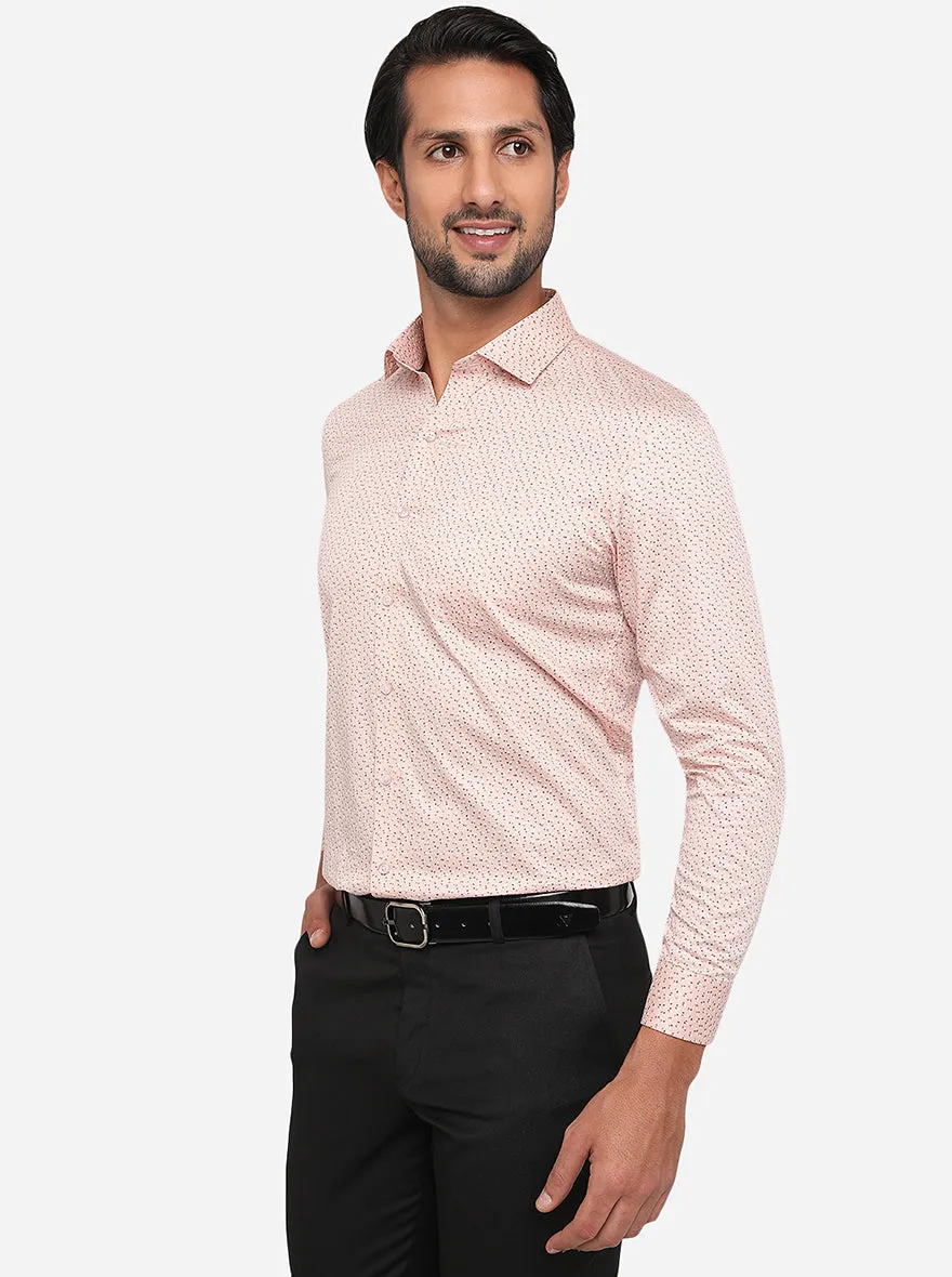 Peach Printed Slim Fit Formal Shirt | Greenfibre