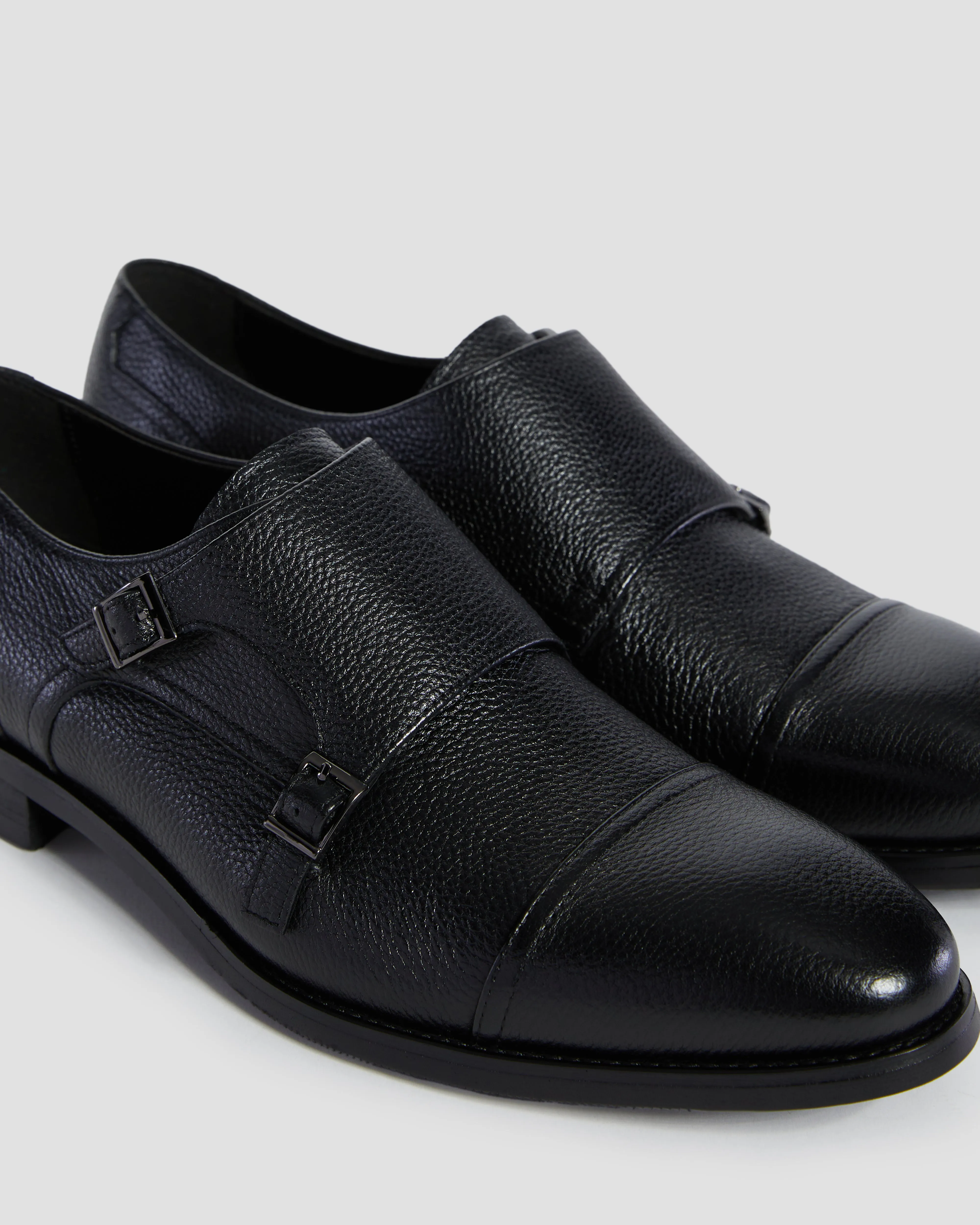 Pebbled Finish Monk Shoes