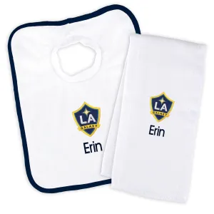 Personalized LA Galaxy Bib and Burp Cloth Set