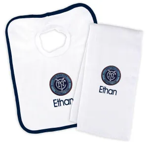 Personalized New York City FC Bib & Burp Cloth Set