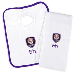 Personalized Orlando City Bib and Burp Cloth Set