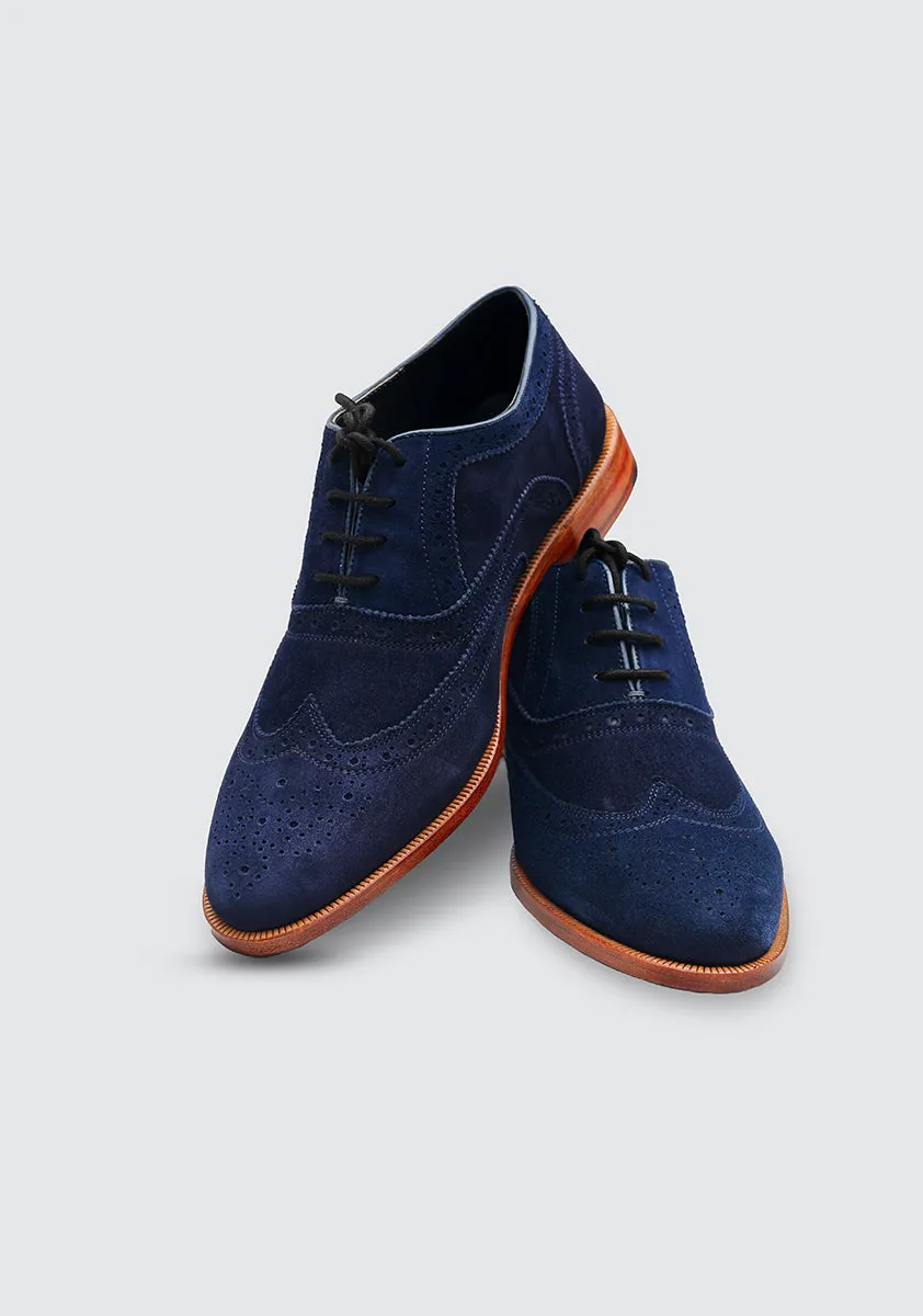 Premium Suede Leather Oxford Blue Shoes