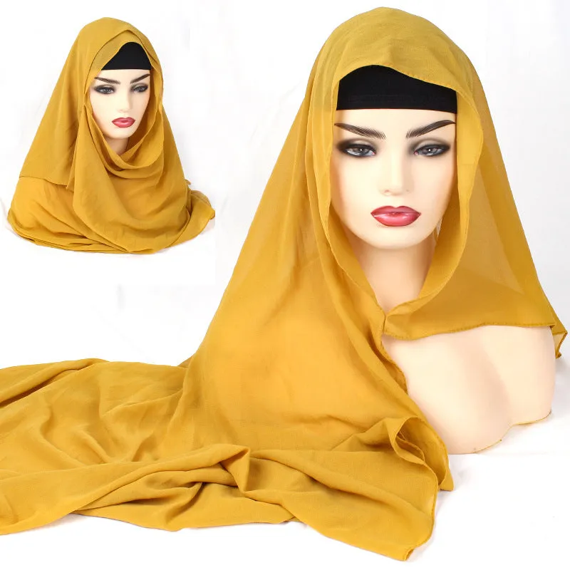 Pure Color Headscarf Set - Malay-Indonesia Hijab - Veil Long Scarf Women