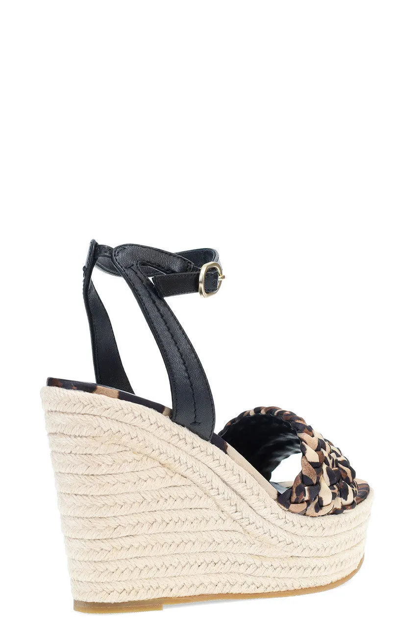 Rae Luxe Leopard Hinami Braided Wedge Sandals