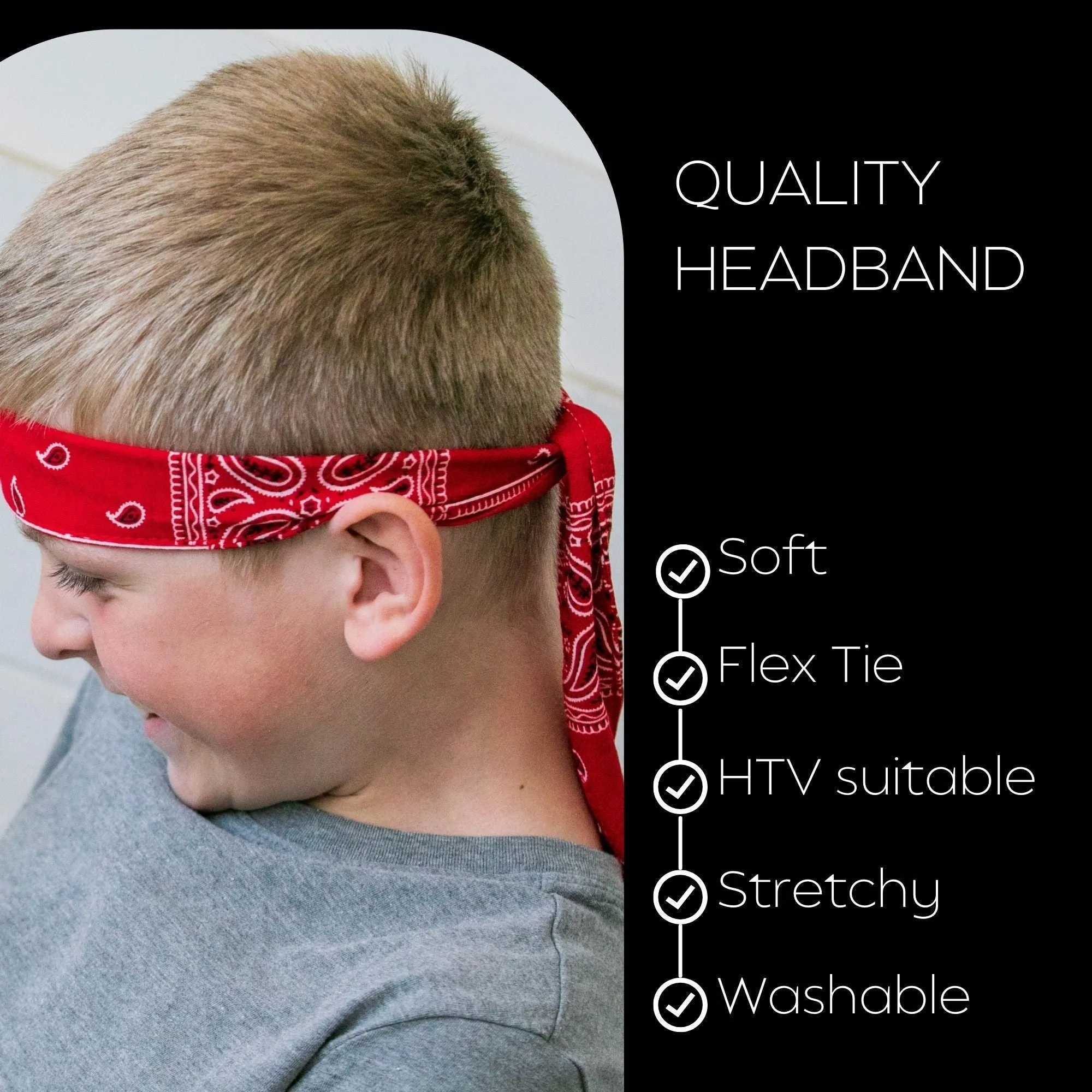 Red Bandana Tie Headband