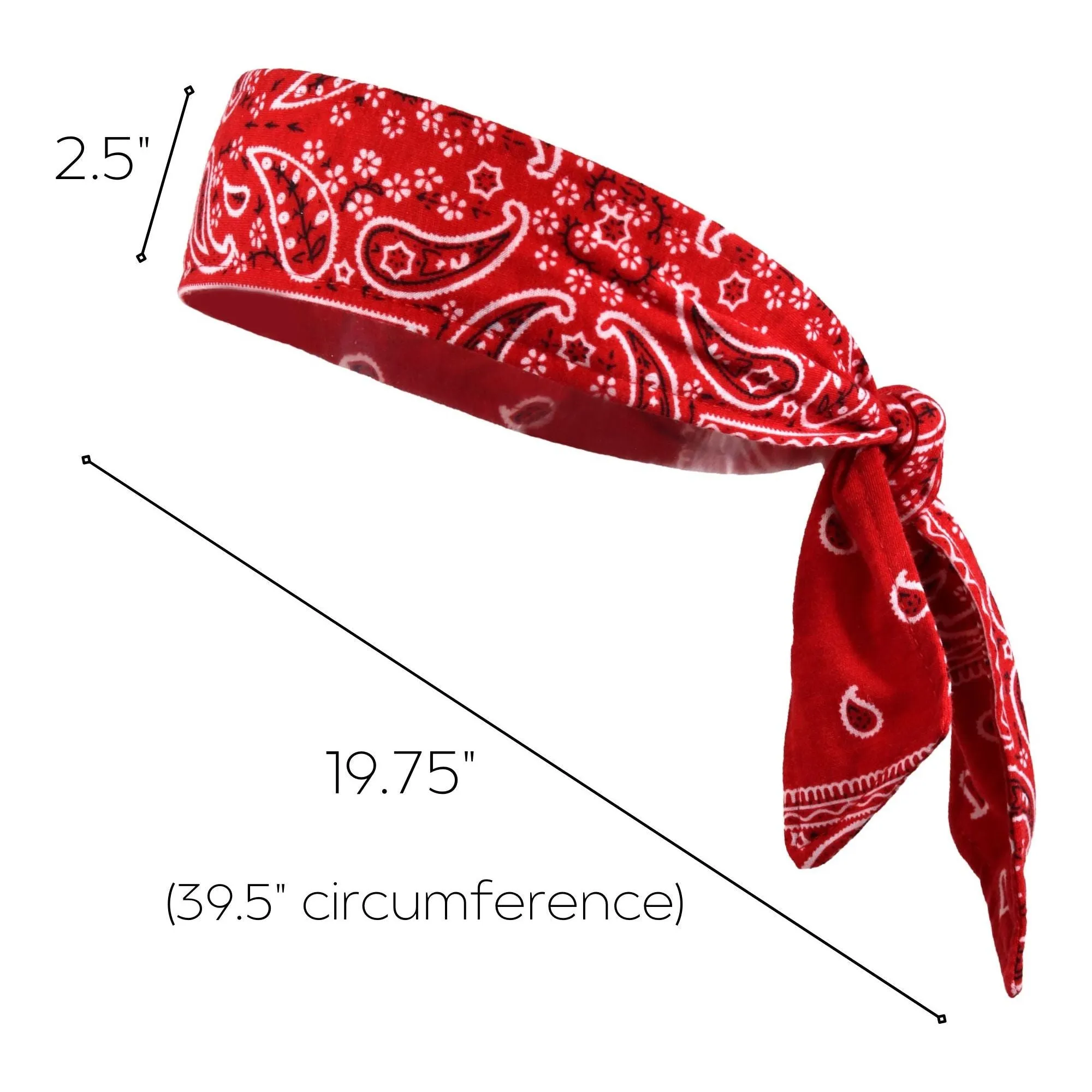 Red Bandana Tie Headbands - 12 Pack