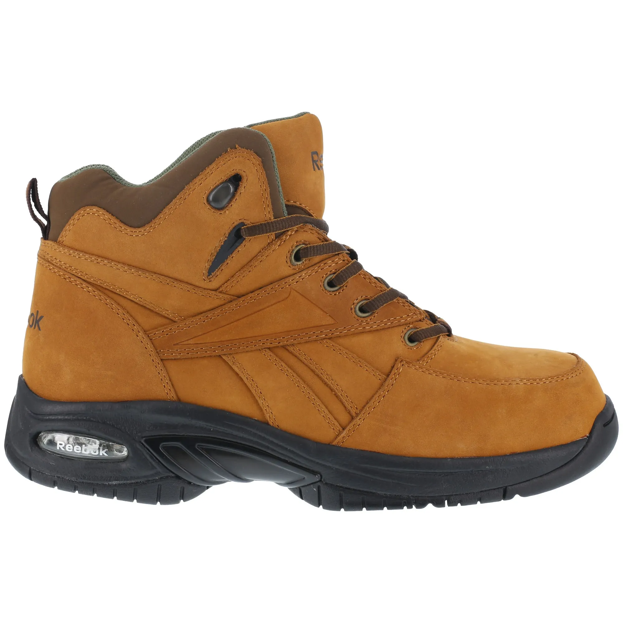 Reebok Mens Tan Leather Athletic Hi Top Hiker Boots Tyak Composite Toe