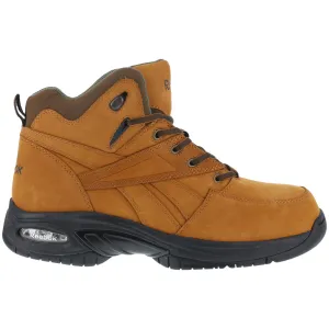 Reebok Mens Tan Leather Athletic Hi Top Hiker Boots Tyak Composite Toe