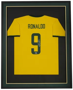 Ronaldo Signed Framed Yellow Brazil Soccer Jersey BAS ITP