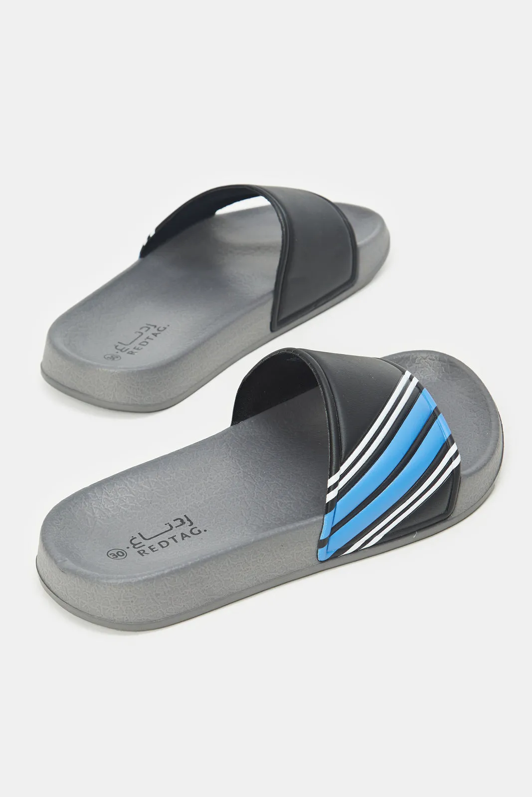 Senior Boys Blue Stripped Slides