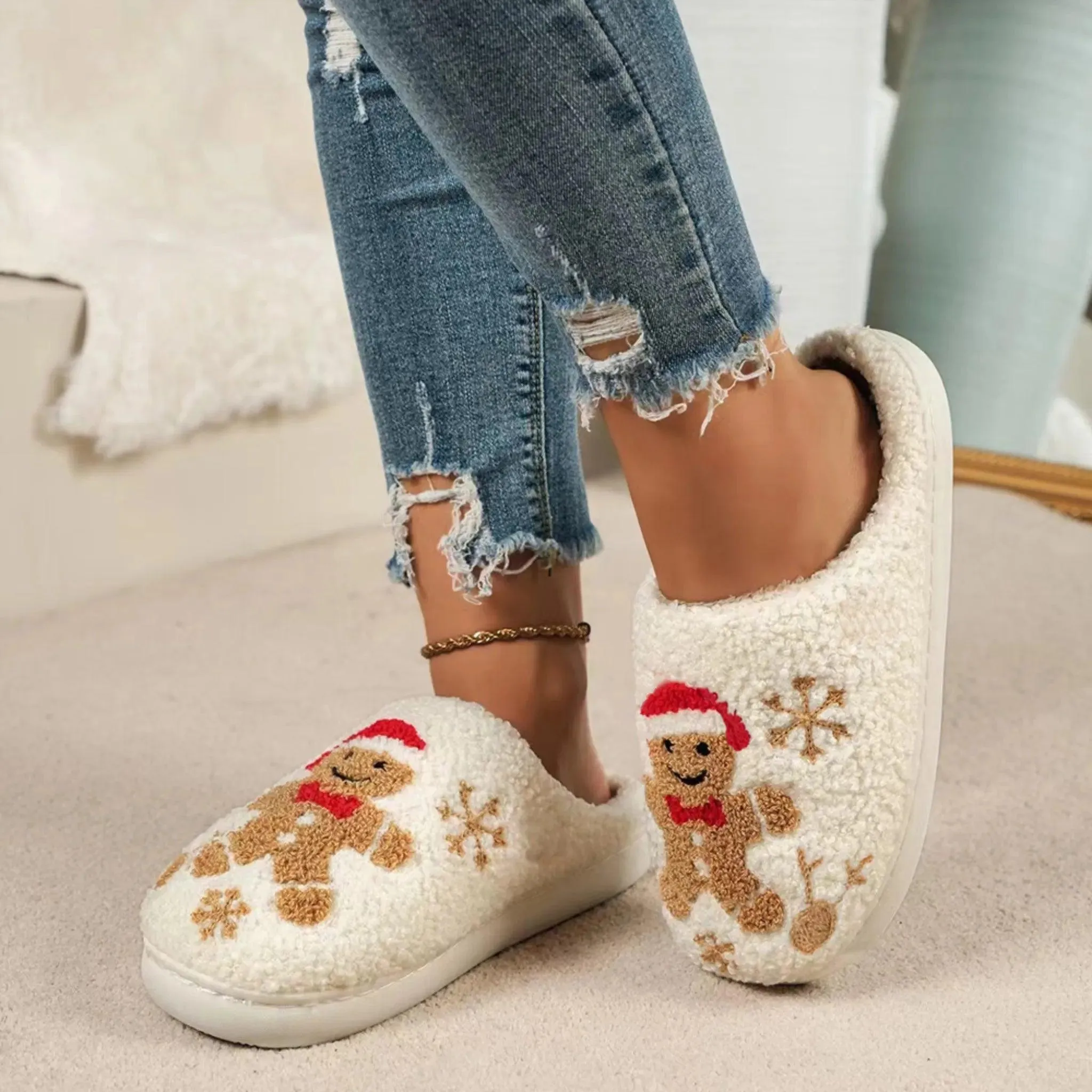 Snowflake Slippers – Cozy, Non-slip Indoor Shoes for Women