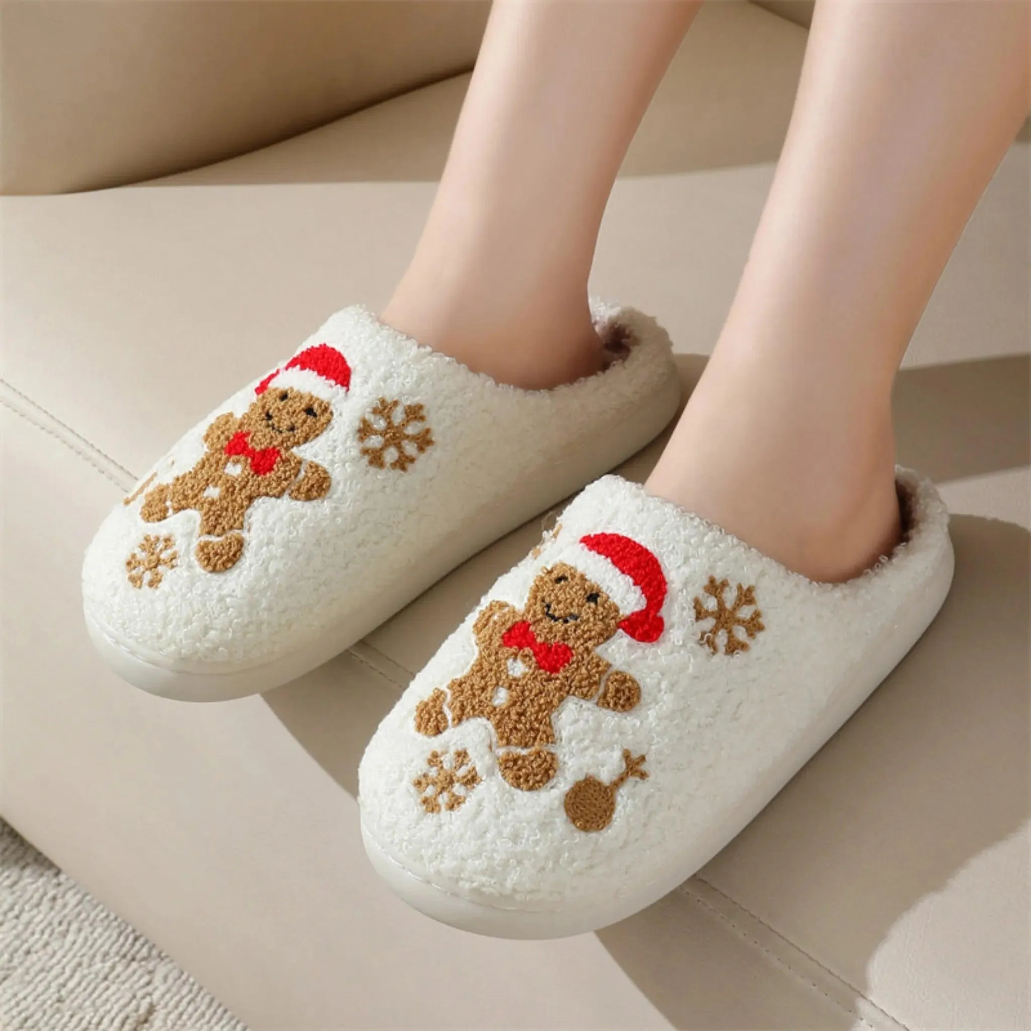 Snowflake Slippers – Cozy, Non-slip Indoor Shoes for Women