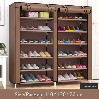 Solid Color Double Rows High Quality Shoes Cabinet Shoes Rack Large Capacity Shoes Storage Organizer Shelves DIY Home Furniture