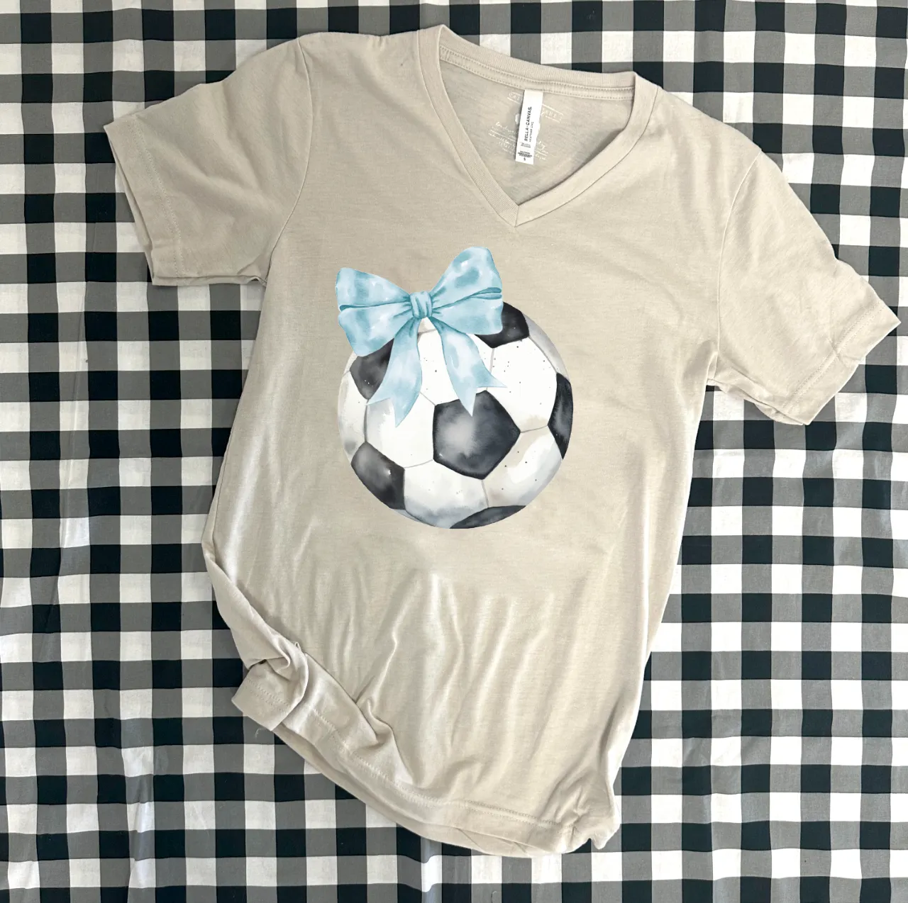 SPORTS LIFE 2024: Soccer Coquette Bow **CUSTOMIZABLE BOW & BACK** (BELLA CANVAS CREW, BELLA VNECK, SHORTSLEEVE, LONGSLEEVE & SWEATSHIRT)