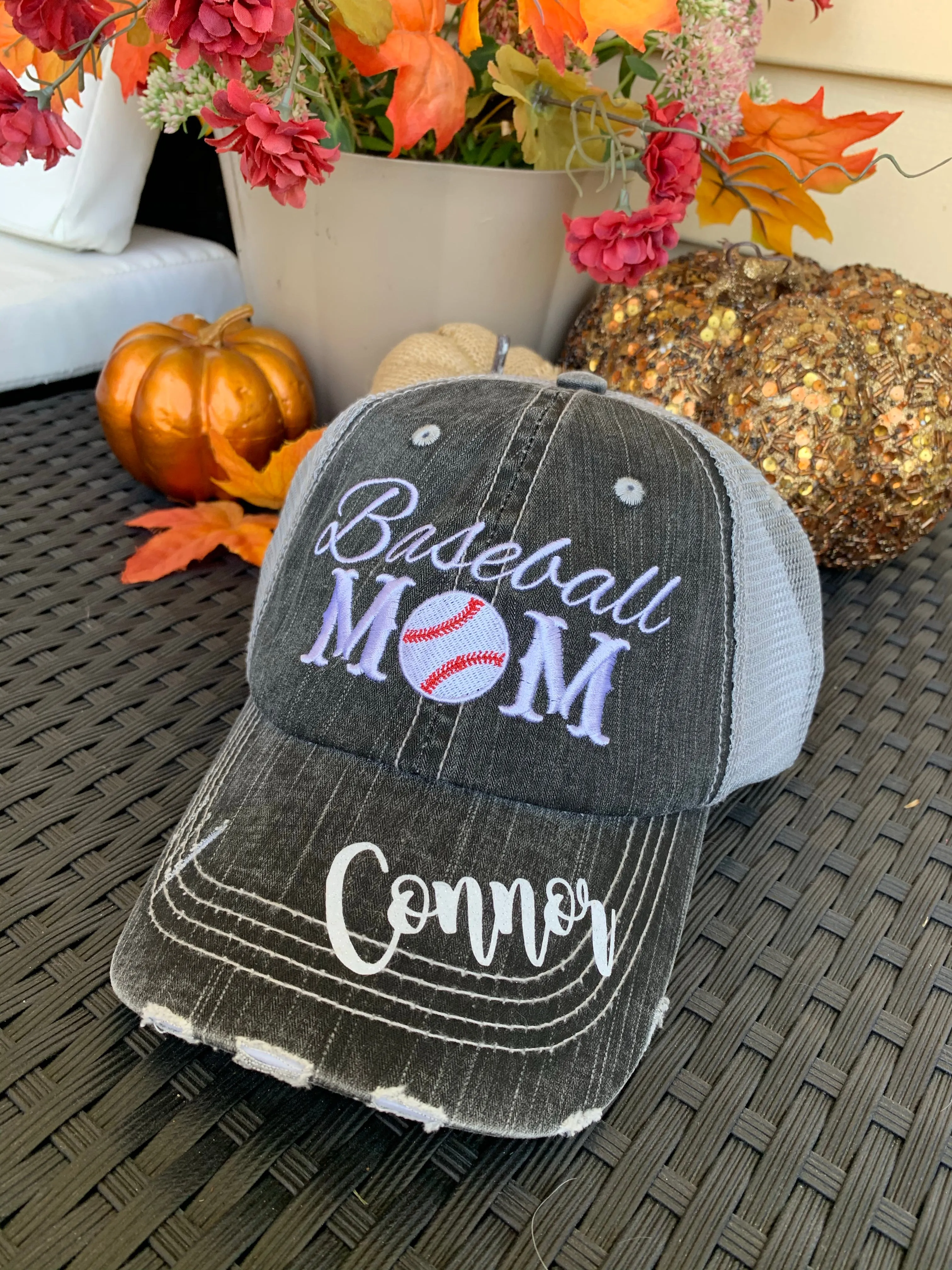 Sports mom Hats! Mom trucker caps-Customize-number-names-BLING! Hockey sticks. Mama. Womens distressed adjustable caps. Hockey mom.