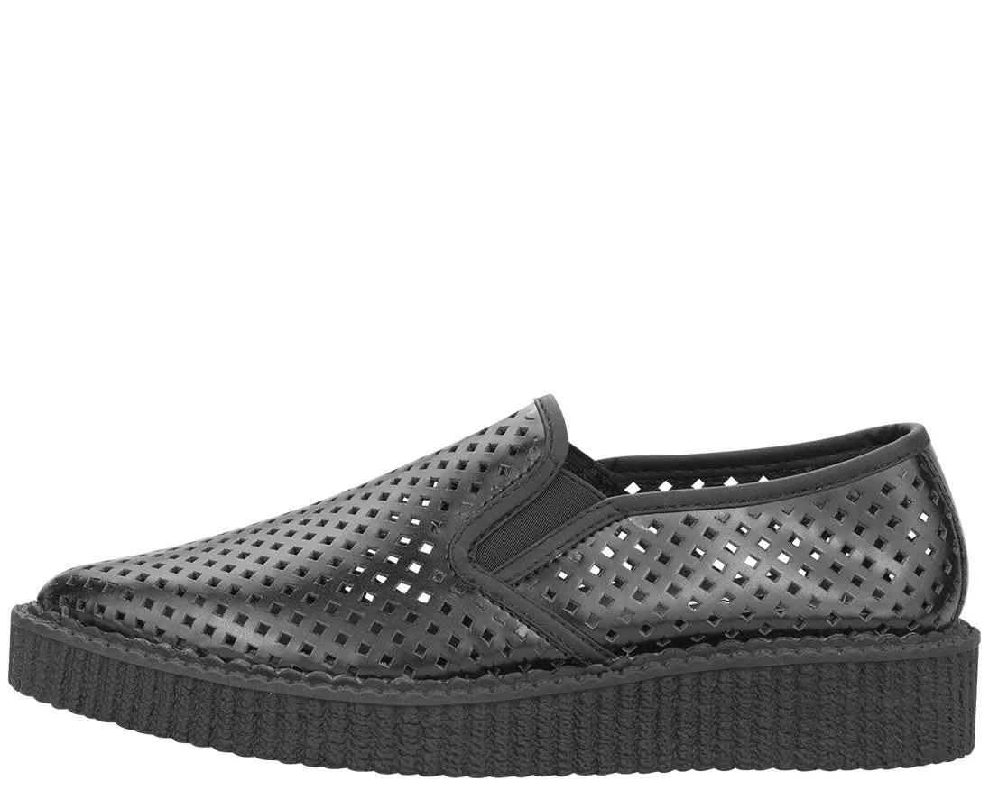 T.U.K Black Perf Pointed Slip on Creeper