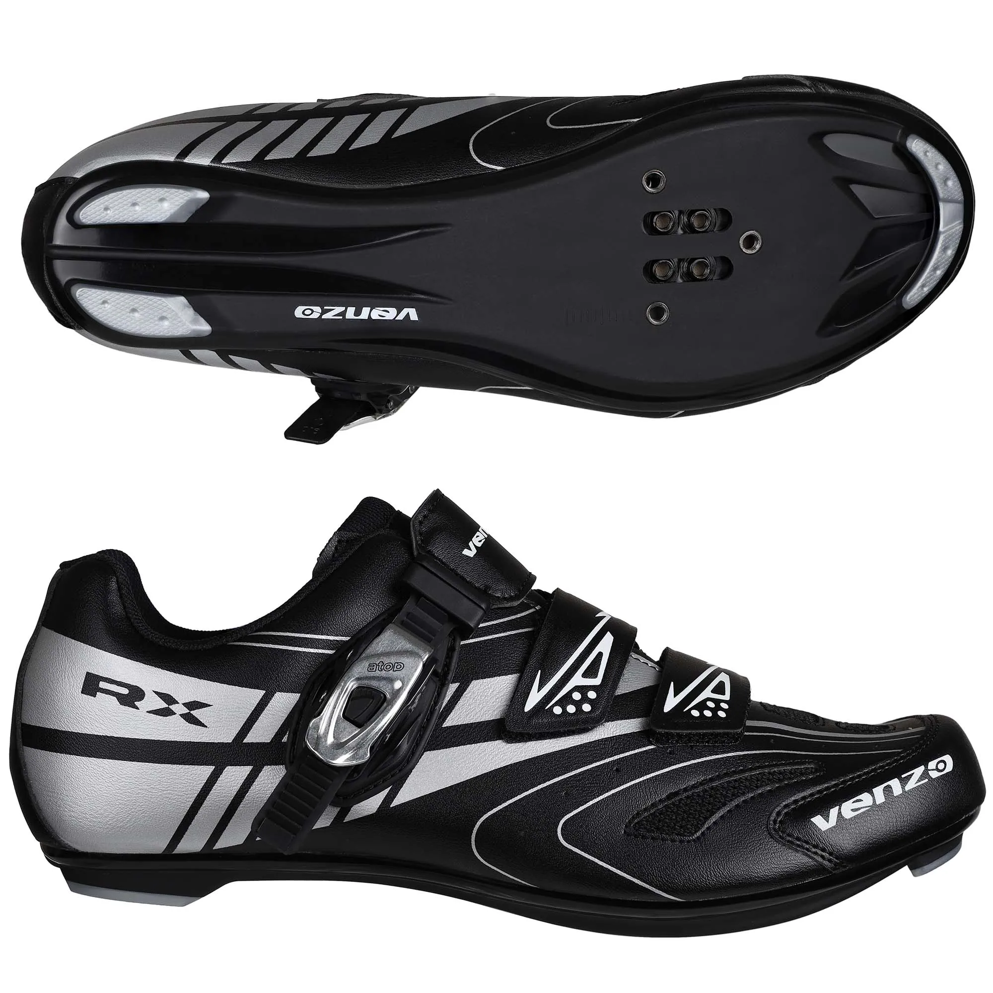 Venzo RX Road Bike Compatible with  SPD SL Look Cycling Shoes and Look Delta Indoor Cleats Black Size 46