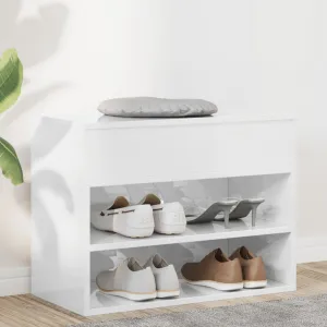 vidaXL Shoe Bench High Gloss White 60x30x45 cm Engineered Wood