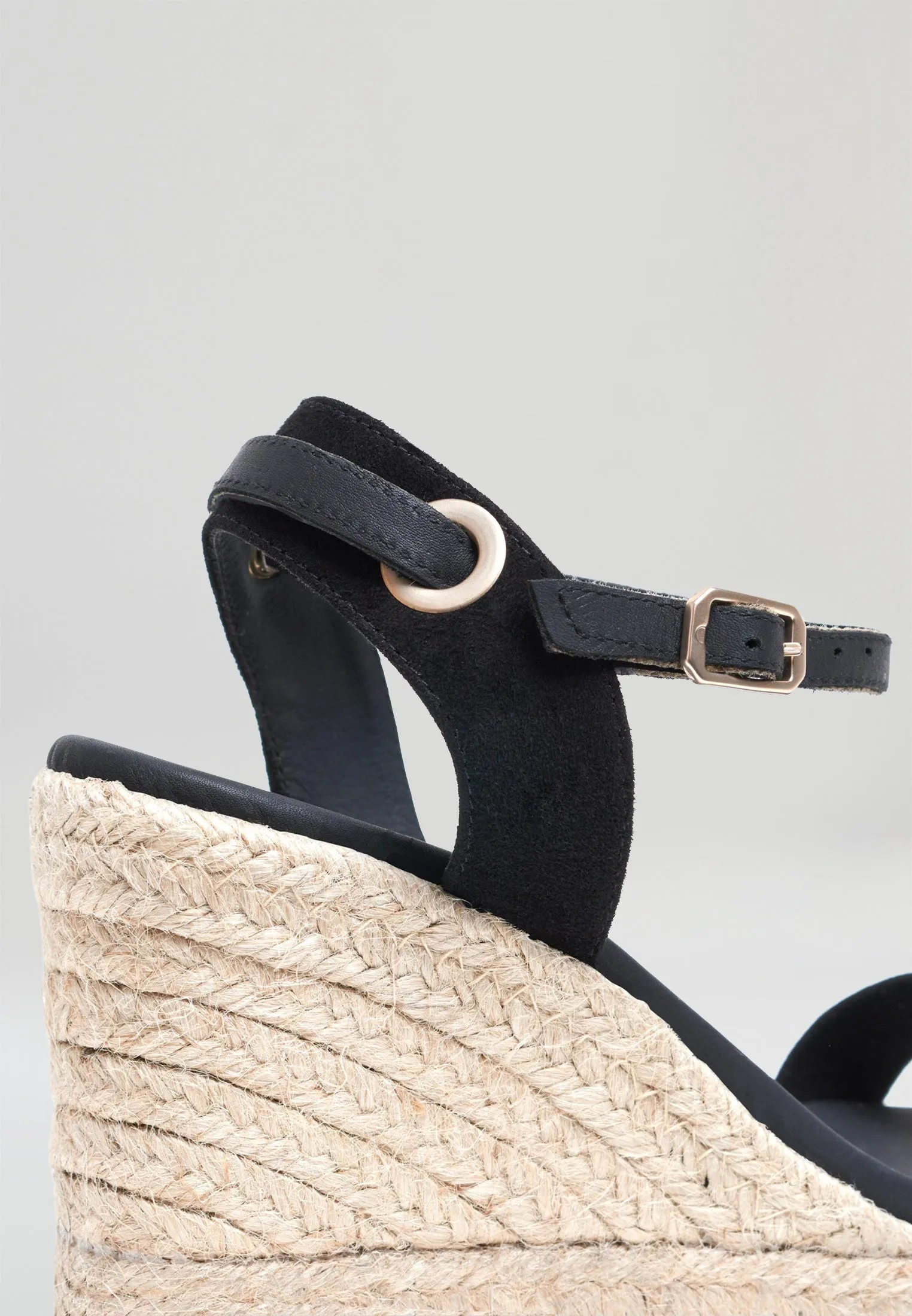 Wedge Sandals - Black Suede