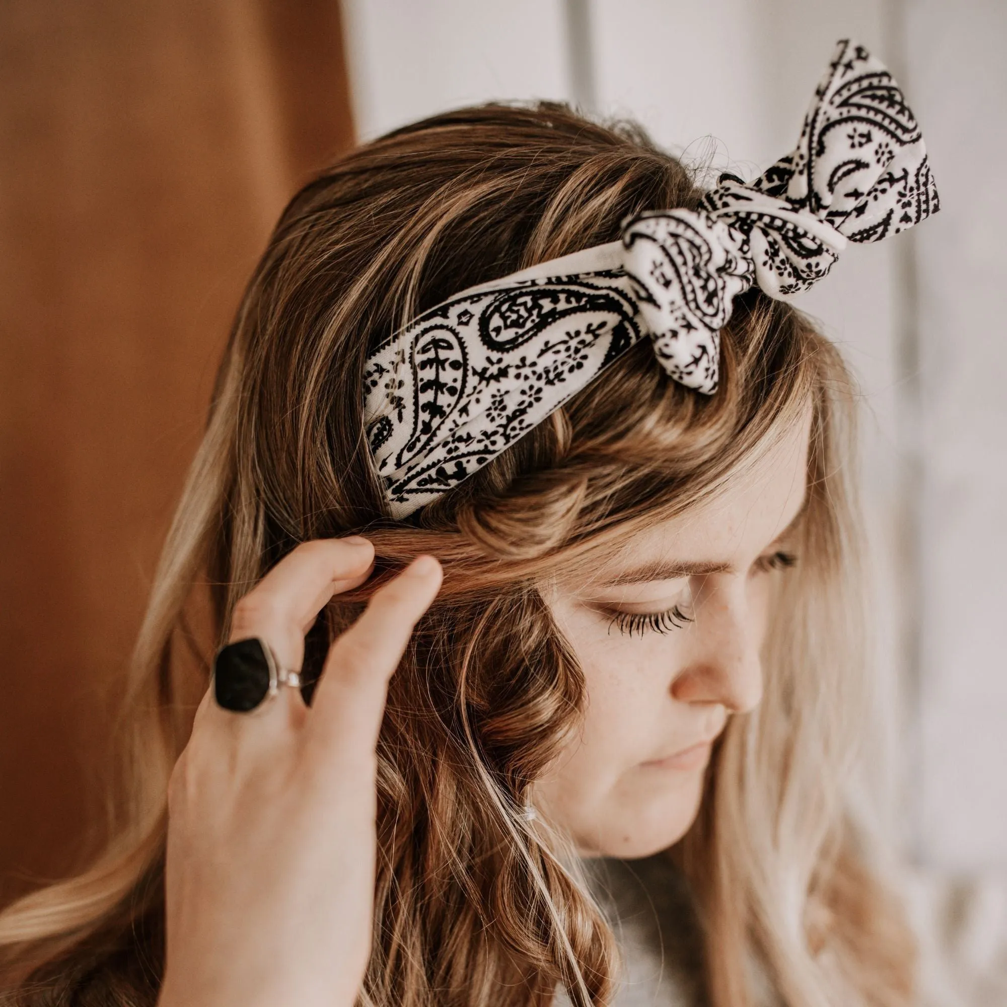 White Bandana Tie Headband