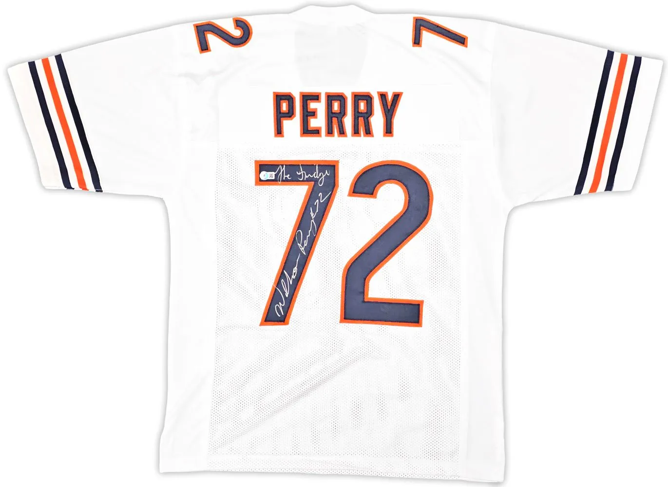 William Perry Chicago Signed White Football Jersey The Fridge Inscribed BAS