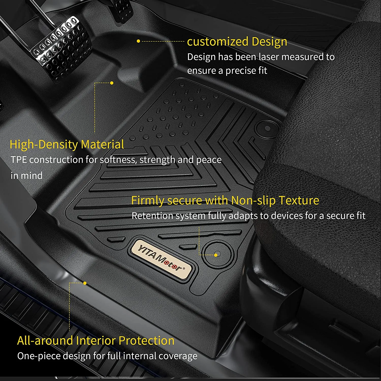 YITAMOTOR® 2018-2024 Ford Expedition/Expedition Max with 2nd Row Bench Seat Floor Mats, Front 1st & 2nd 3rd Seat